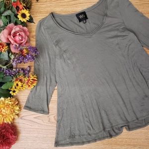 W5 Army Green Flowy Simple Top